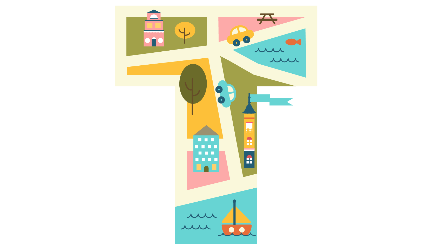 Illustrated map of Tuts Town