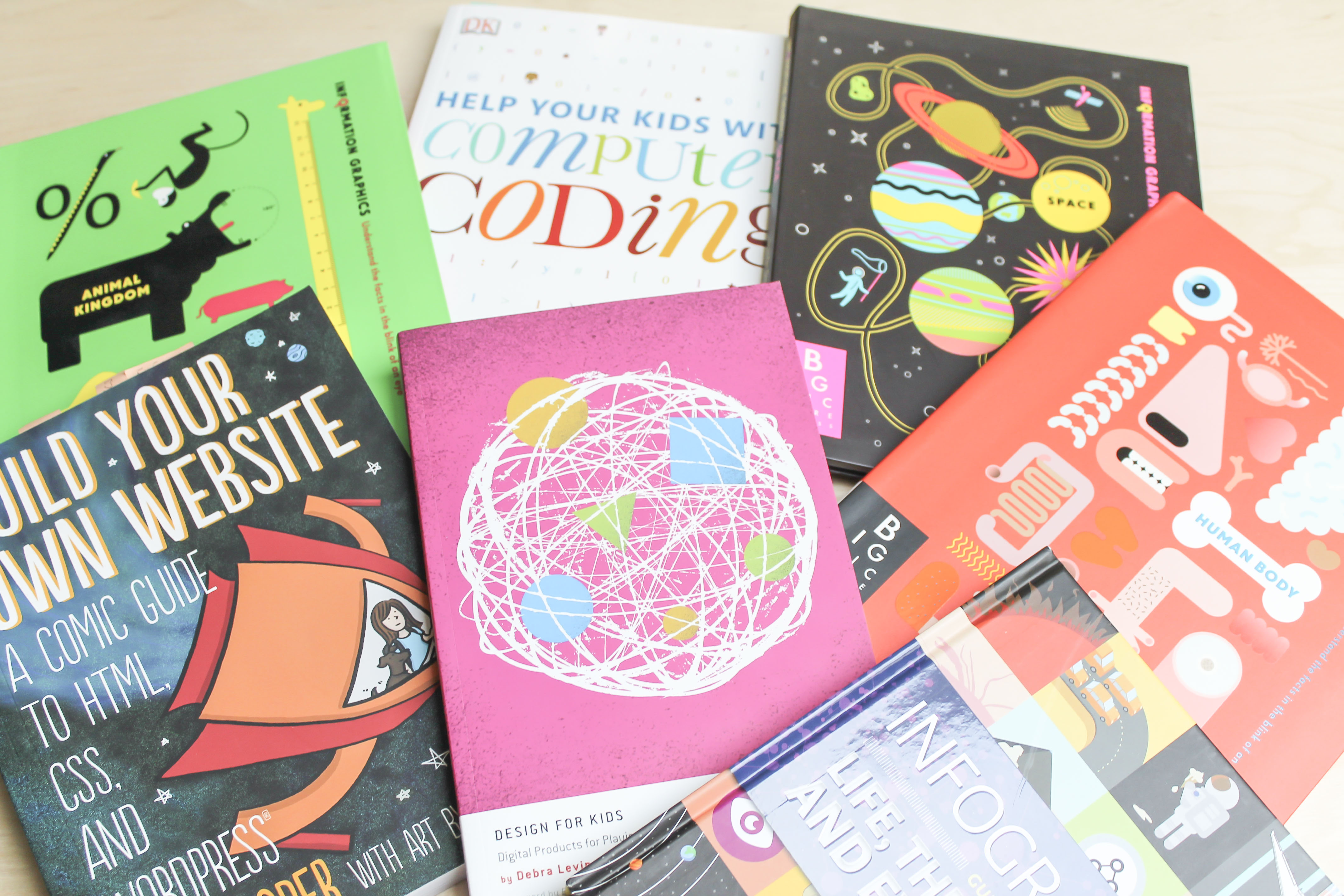 Picture of several books used as references for series