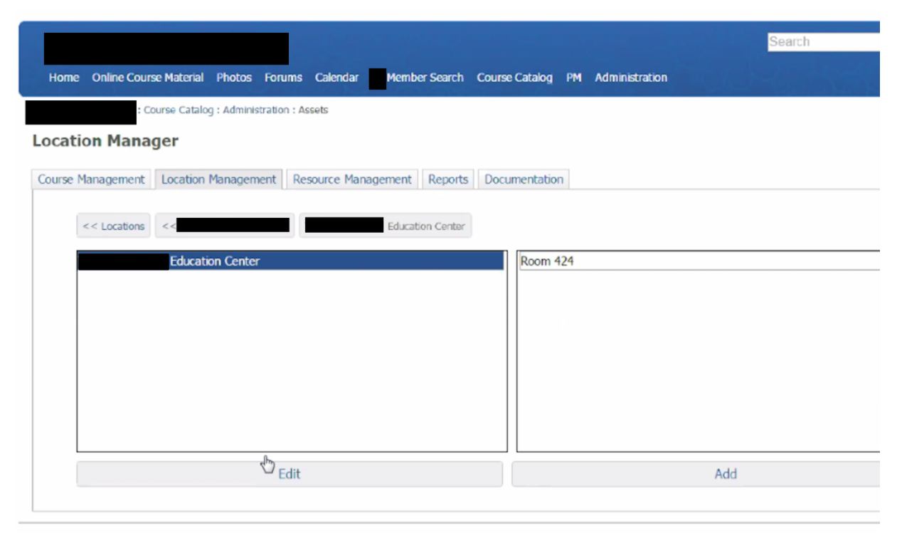 Screenshot of view in product being referenced in evaluation