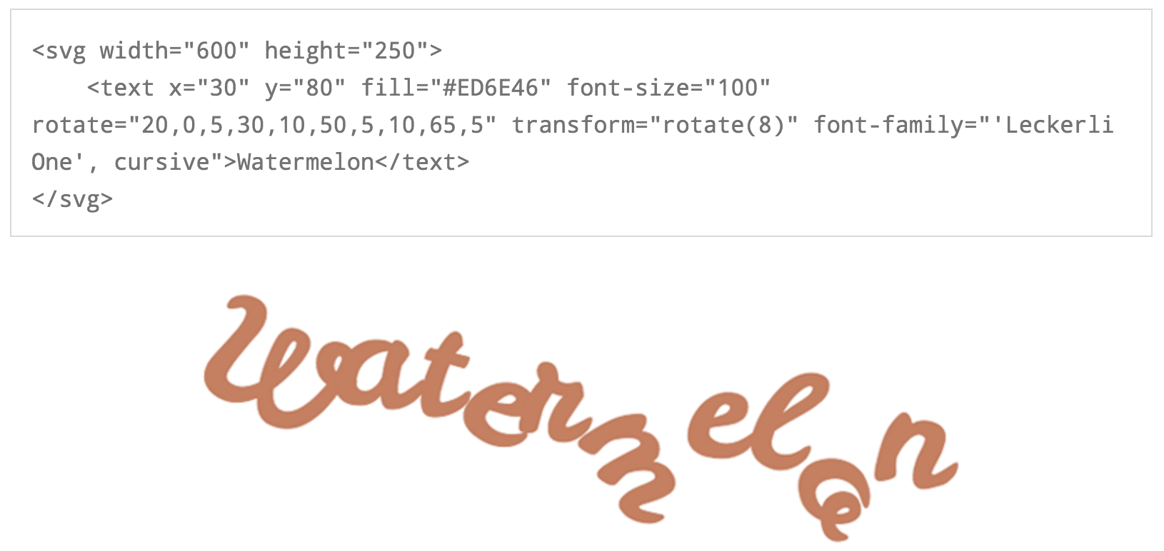 Screenshot SVG text code