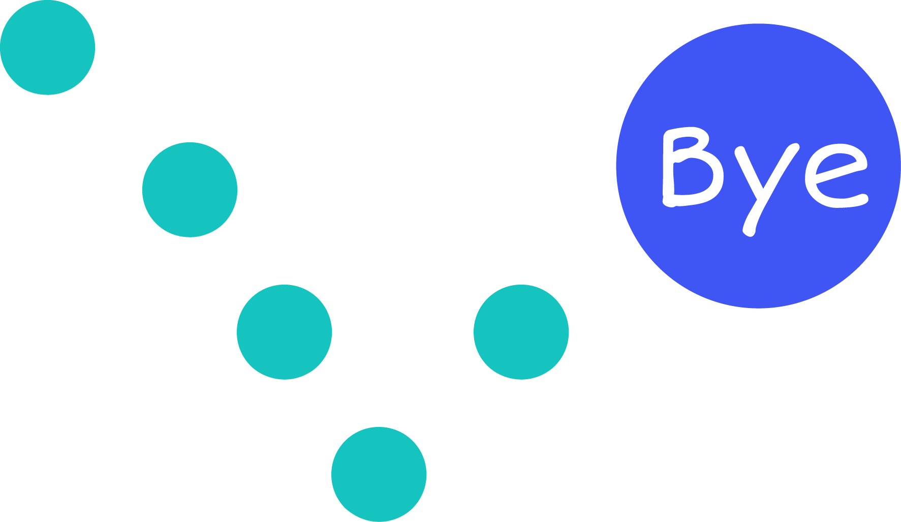 Bouncing dot bye illustration