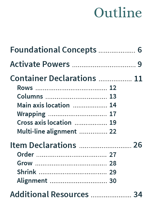 Screenshot of book’s outline/table of contents