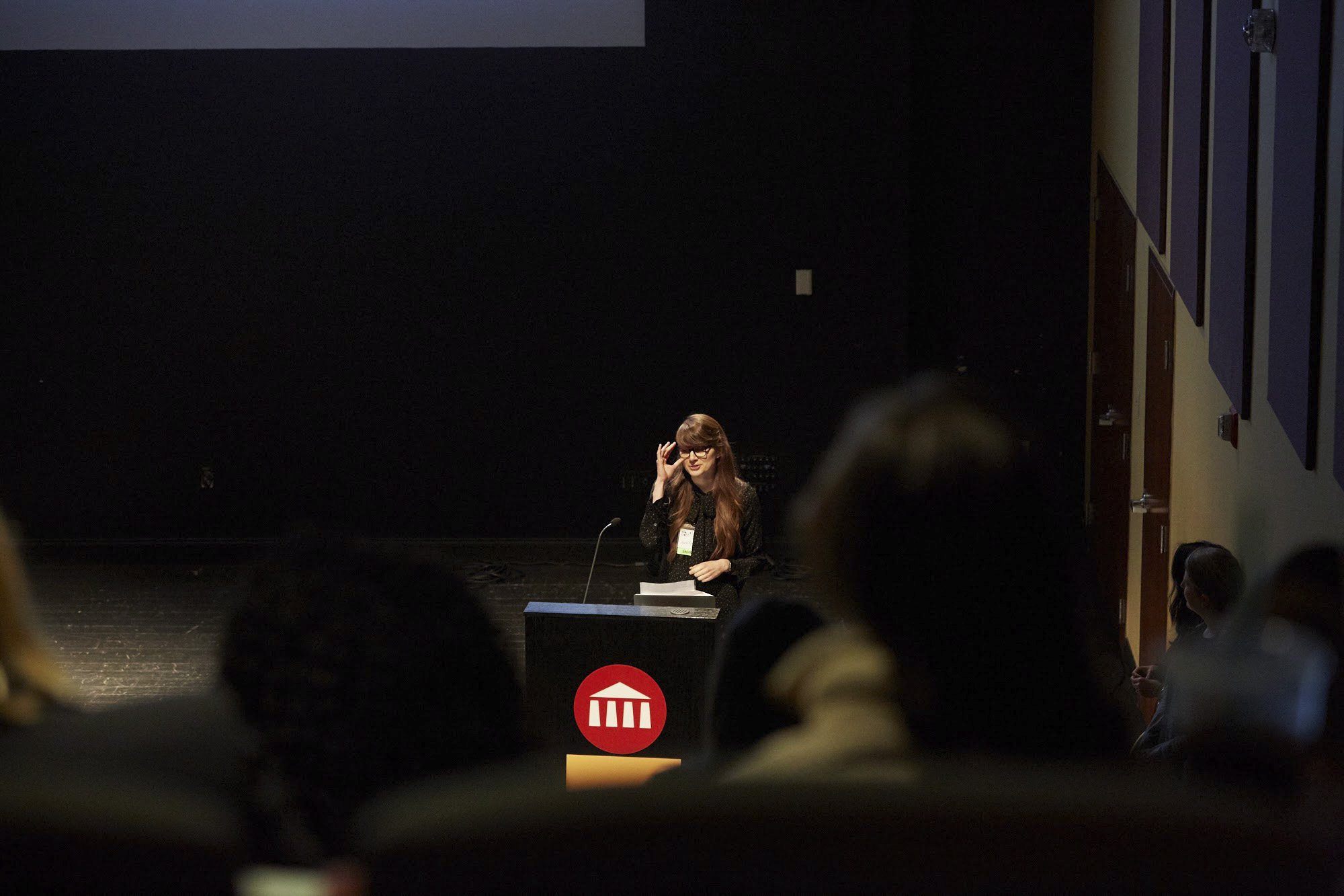 Photo of Joni Trythall at podium speaking
