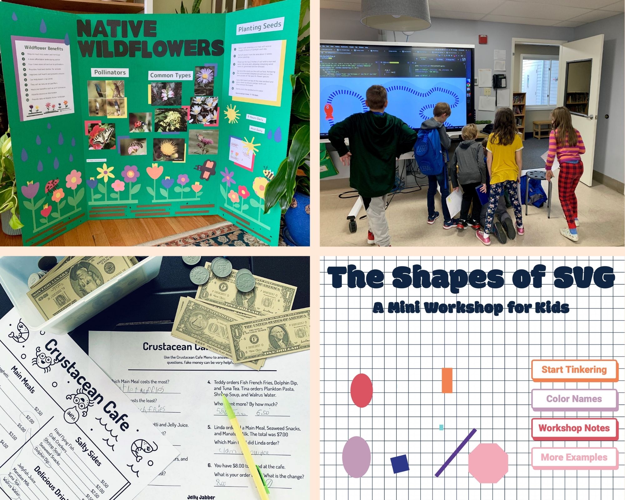 Collage of art and teaching projects